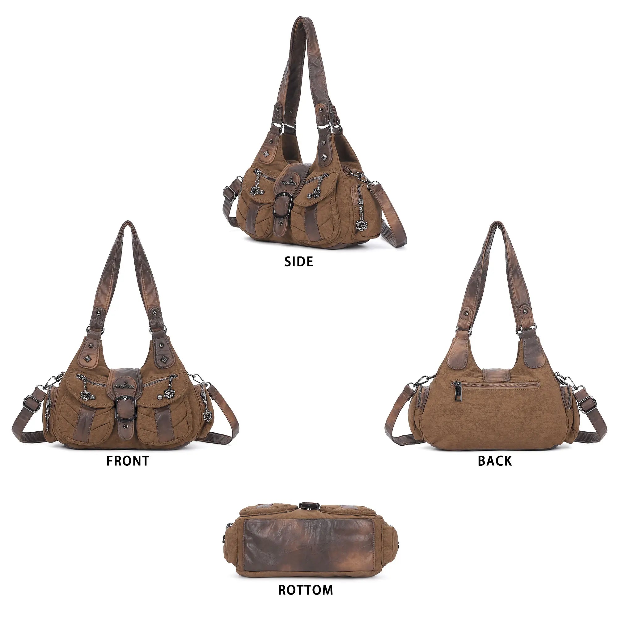 Vintage Moto Multi-Pocket Satchel Bag