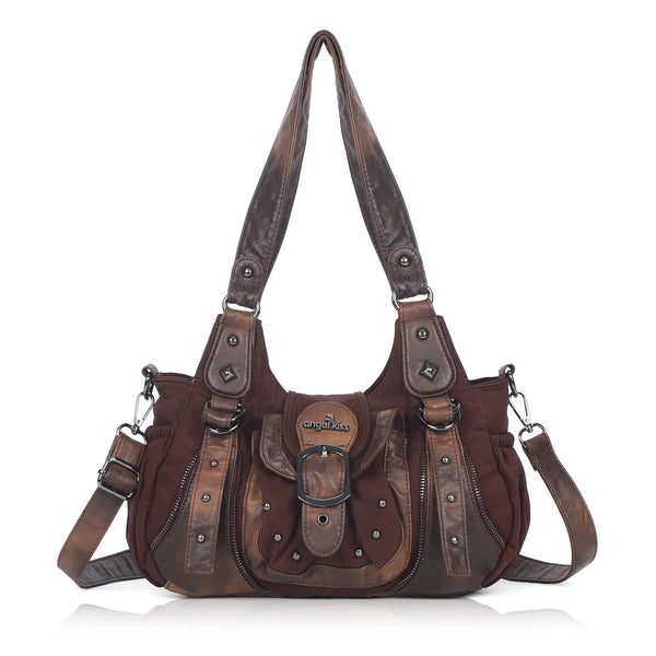 Vintage Utility Organizer Shoulder Bag