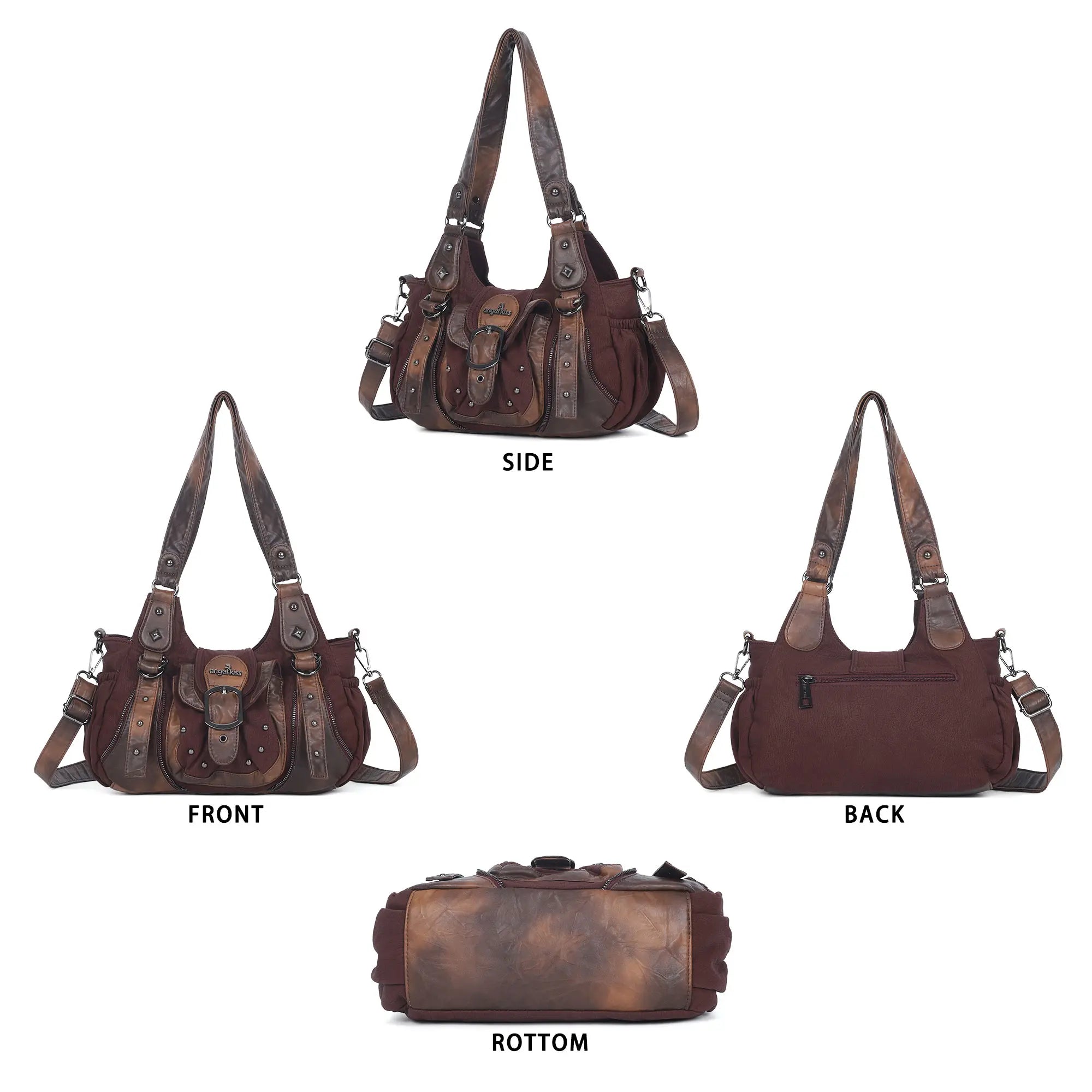 Vintage Utility Organizer Shoulder Bag