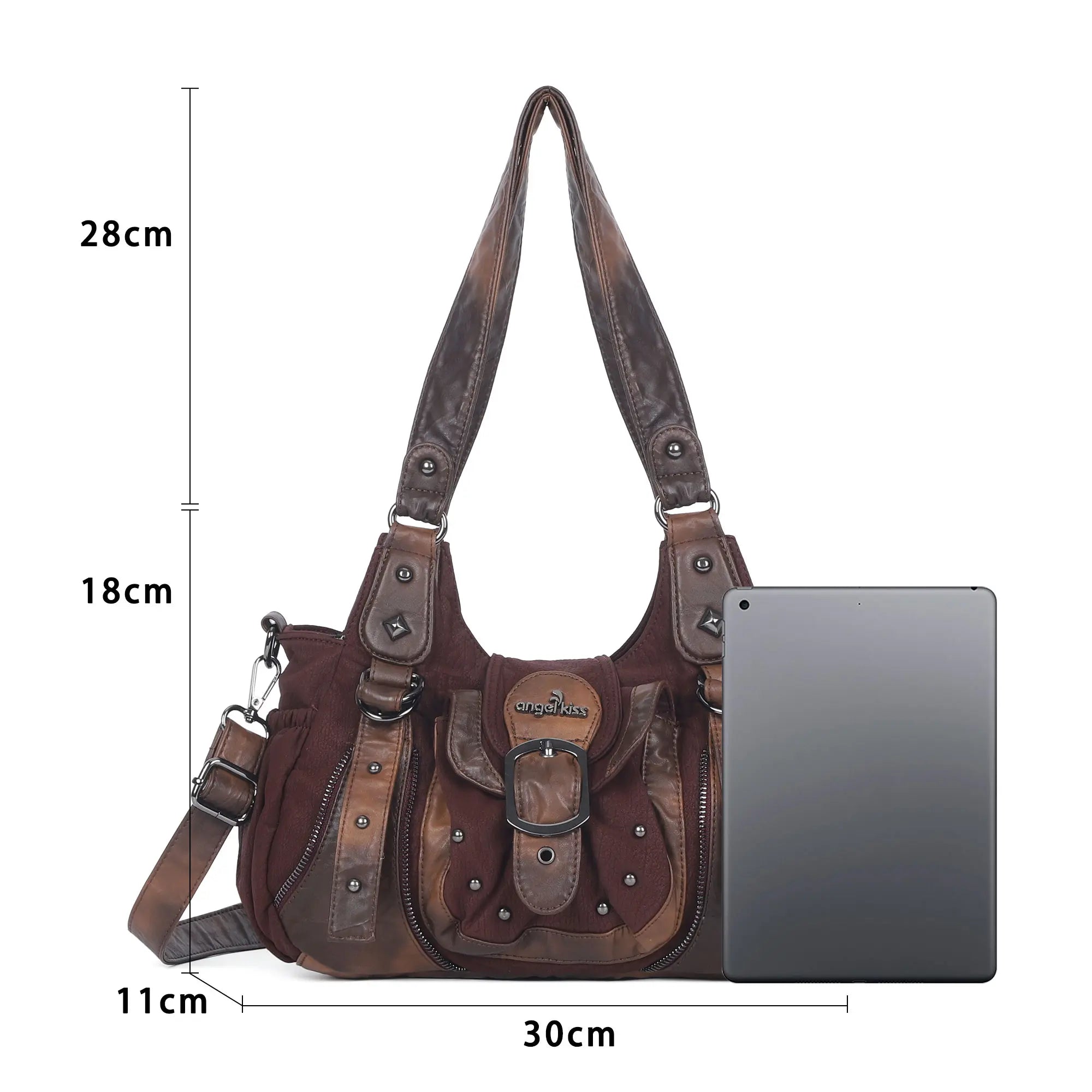 Vintage Utility Organizer Shoulder Bag