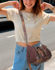Vintage Utility Organizer Shoulder Bag