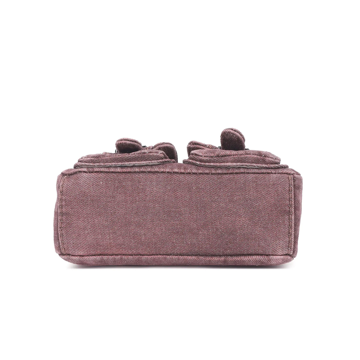 Vintage Utility Multi-Pocket Denim Baguette Bag