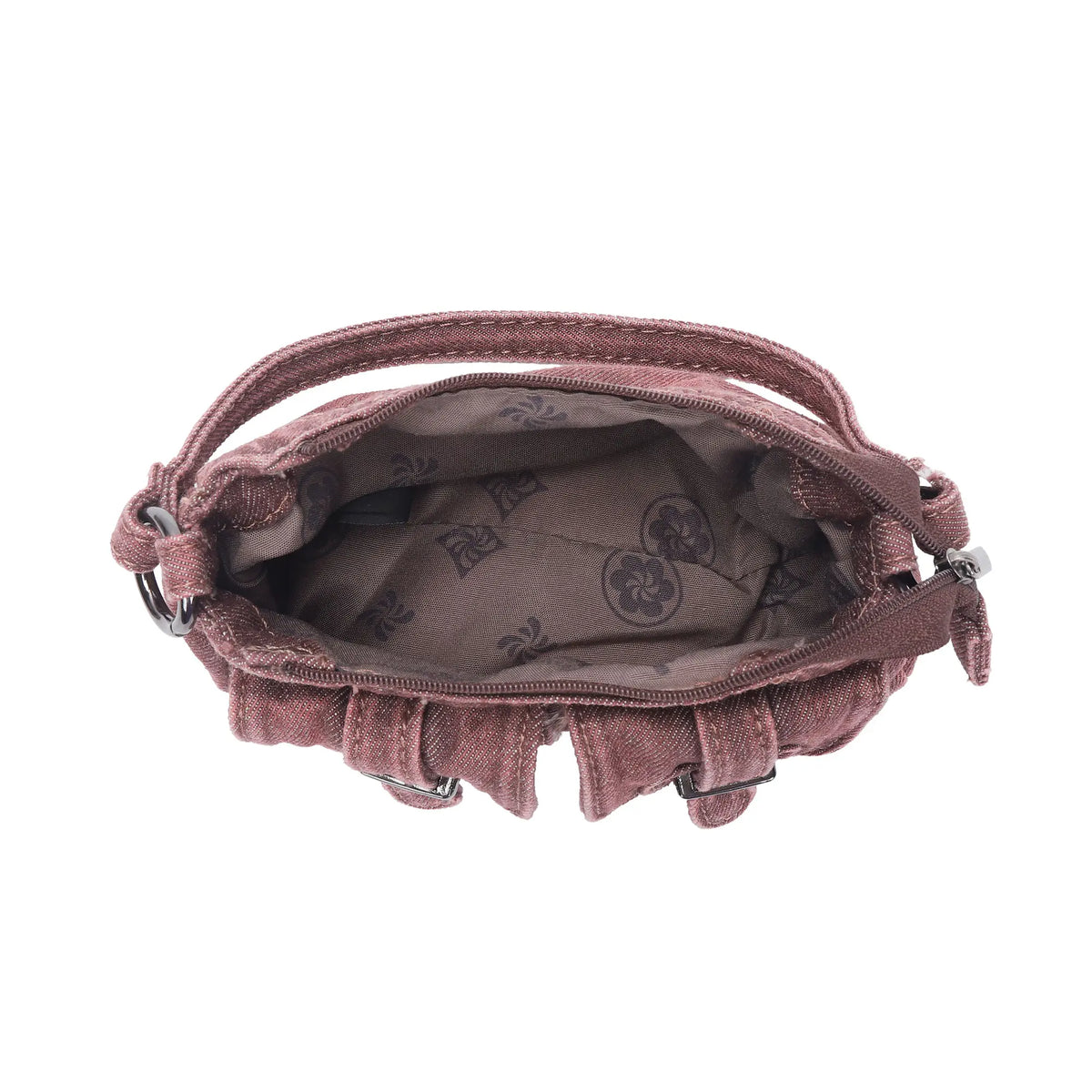 Vintage Utility Multi-Pocket Denim Baguette Bag