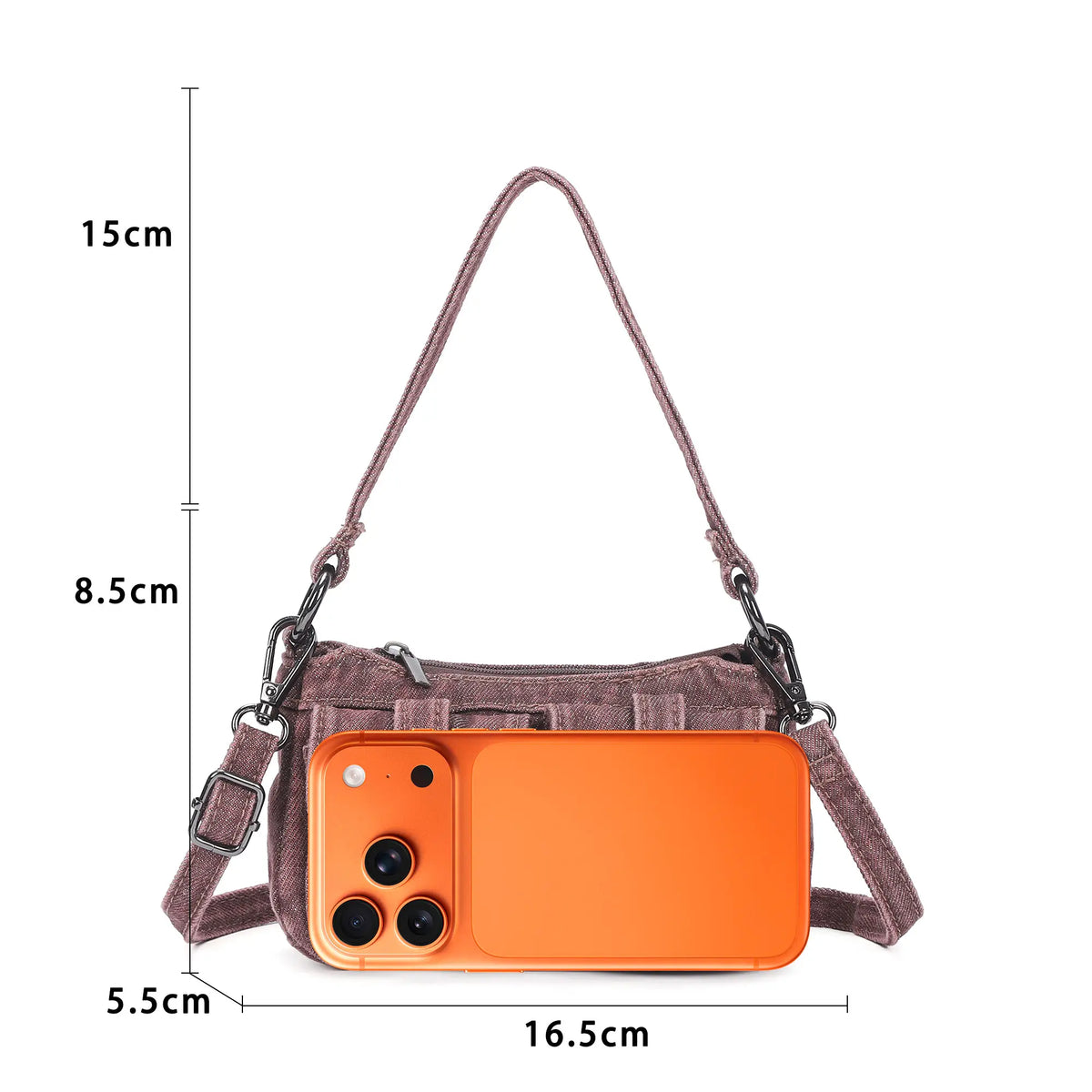 Vintage Utility Multi-Pocket Denim Baguette Bag