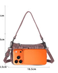 Vintage Utility Multi-Pocket Denim Baguette Bag