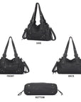 Studded Multi-Pocket Moto Shoulder Bag
