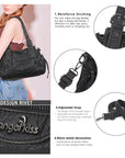 Studded Multi-Pocket Moto Shoulder Bag