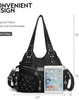 Women Large capacity hobo  Handbag Washed PU Leather-Angelkiss Bag