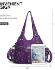 Women Large capacity hobo  Handbag Washed PU Leather-Angelkiss Bag