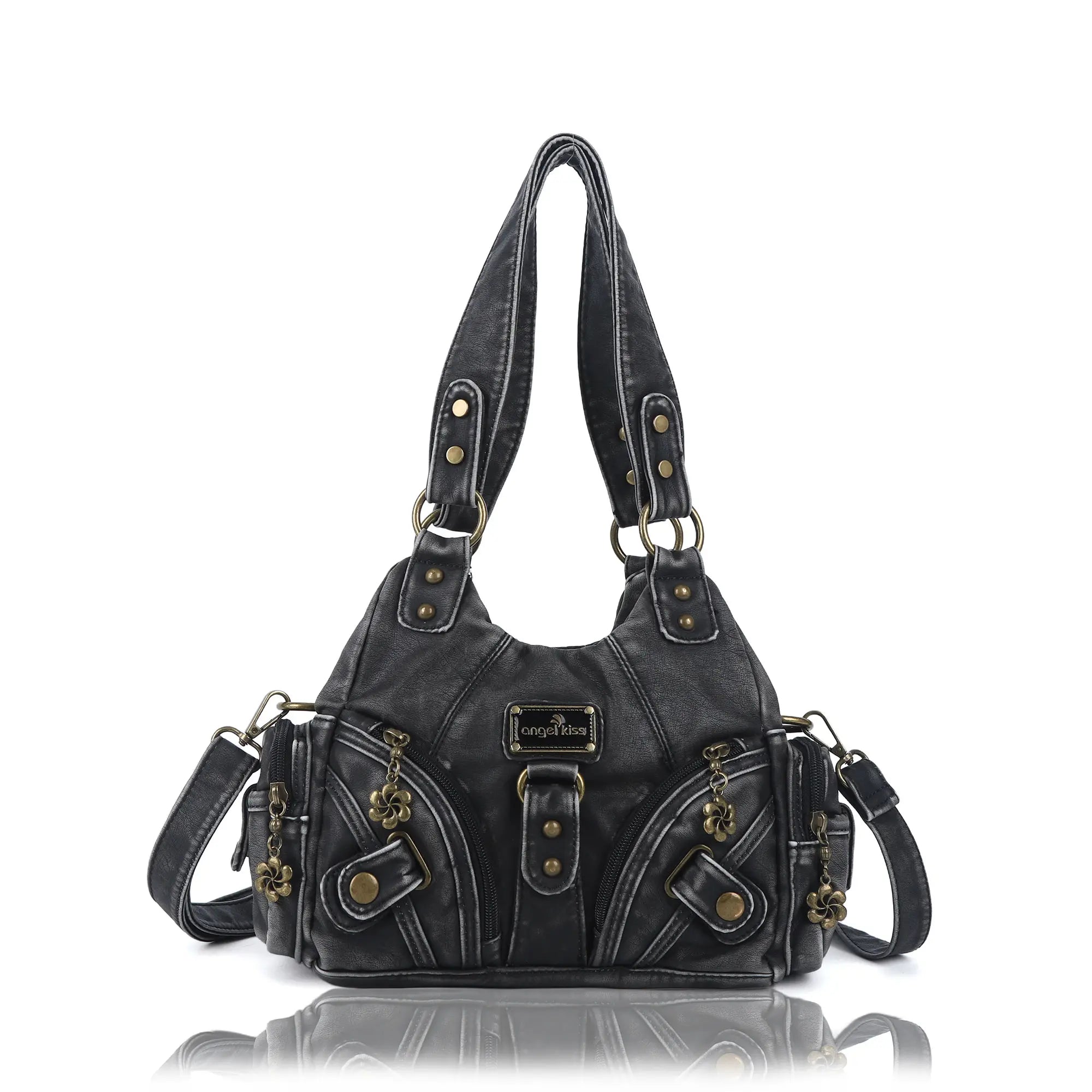 Small Everyday Shoulder Purse with Front Zip Pockets