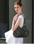 Small Everyday Shoulder Purse with Front Zip Pockets