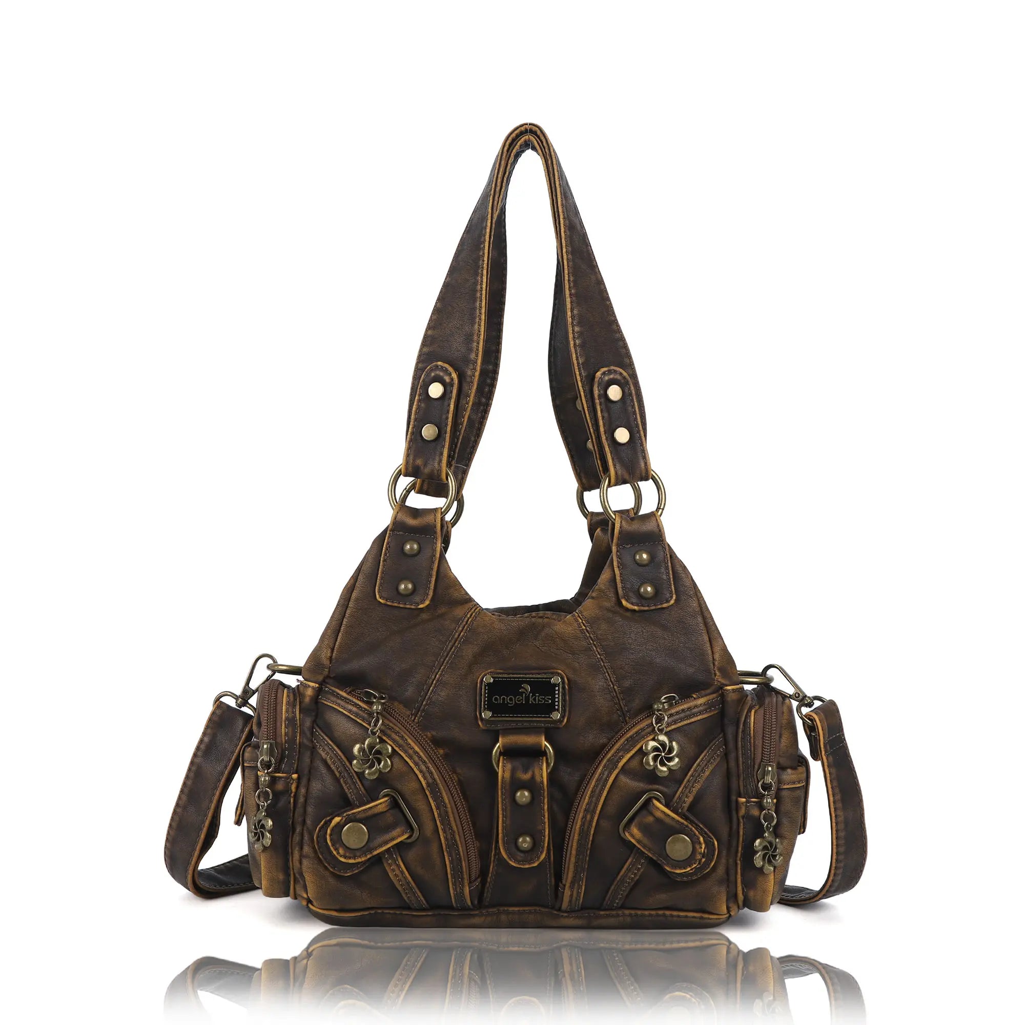 Small Everyday Shoulder Purse with Front Zip Pockets