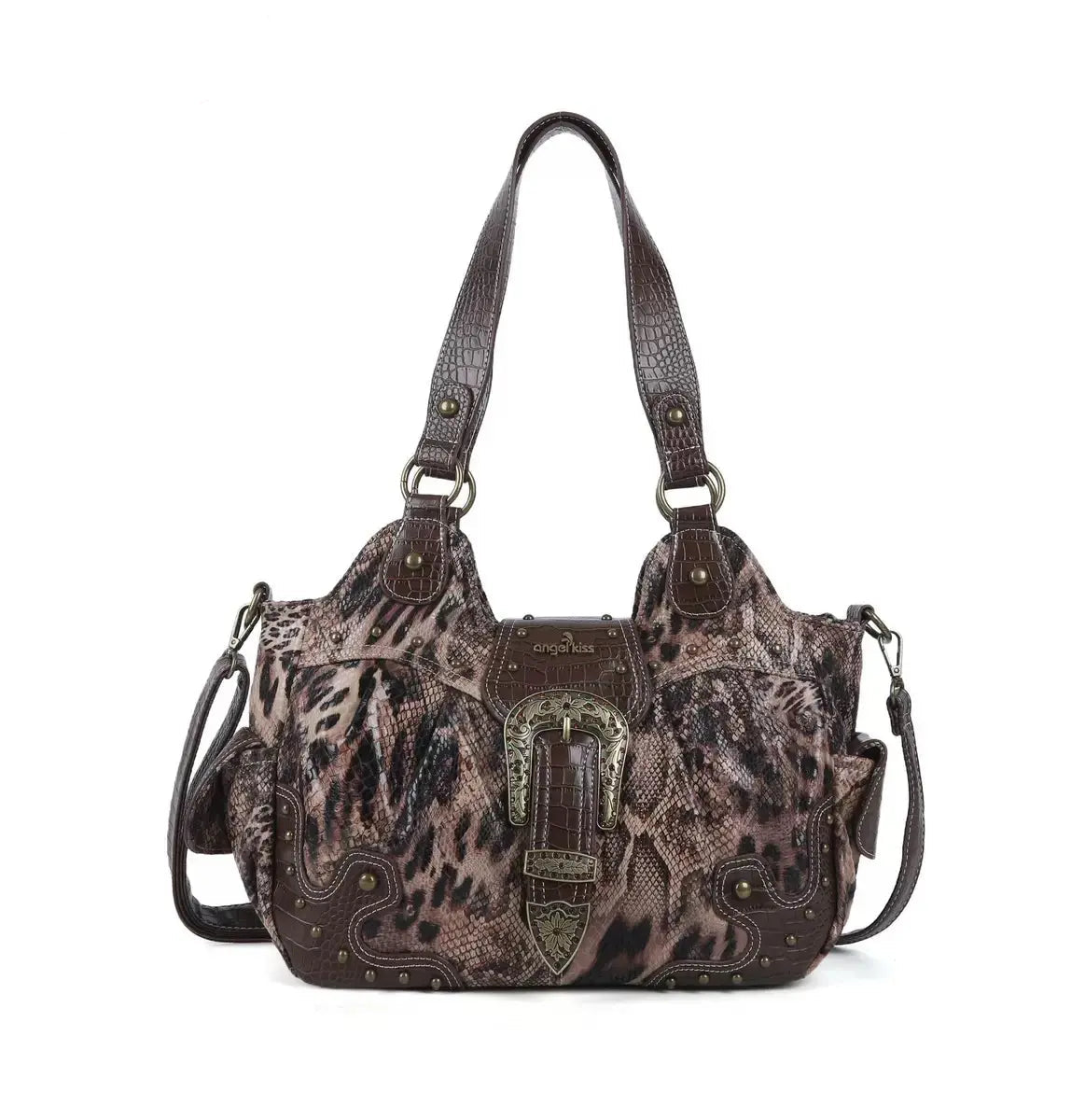 Y2K Leopard Print Studded Large Satchel Bag