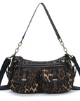Small Shoulder Bag with Front Pockets and Chain Details