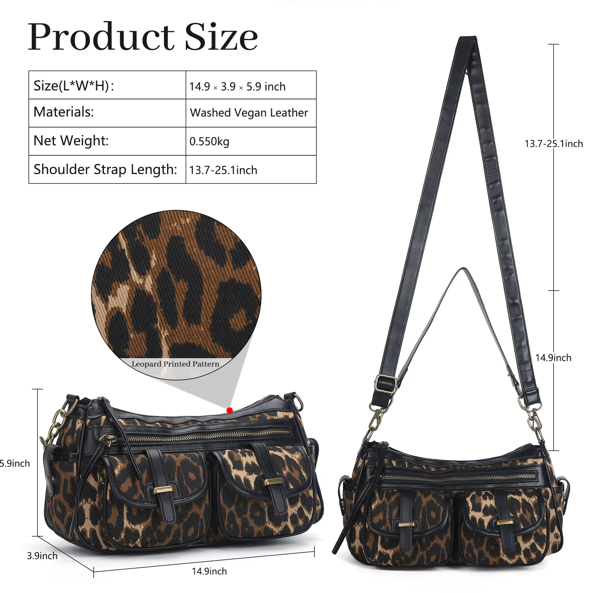 Small Shoulder Bag with Front Pockets and Chain Details