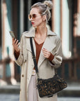 Small Shoulder Bag with Front Pockets and Chain Details