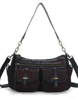 Small Shoulder Bag with Front Pockets and Chain Details