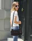 Small Shoulder Bag with Front Pockets and Chain Details