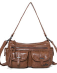 Small Shoulder Bag with Front Pockets and Chain Details