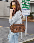 Small Shoulder Bag with Front Pockets and Chain Details