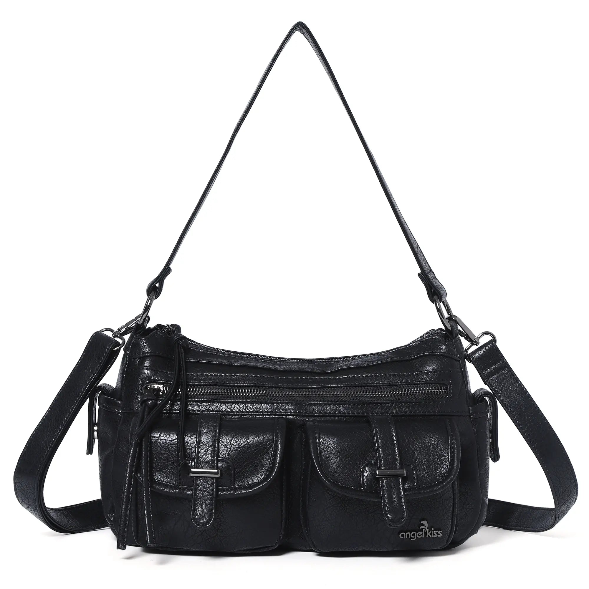 Small Shoulder Bag with Front Pockets and Chain Details
