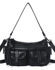 Small Shoulder Bag with Front Pockets and Chain Details