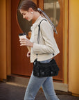Small Shoulder Bag with Front Pockets and Chain Details