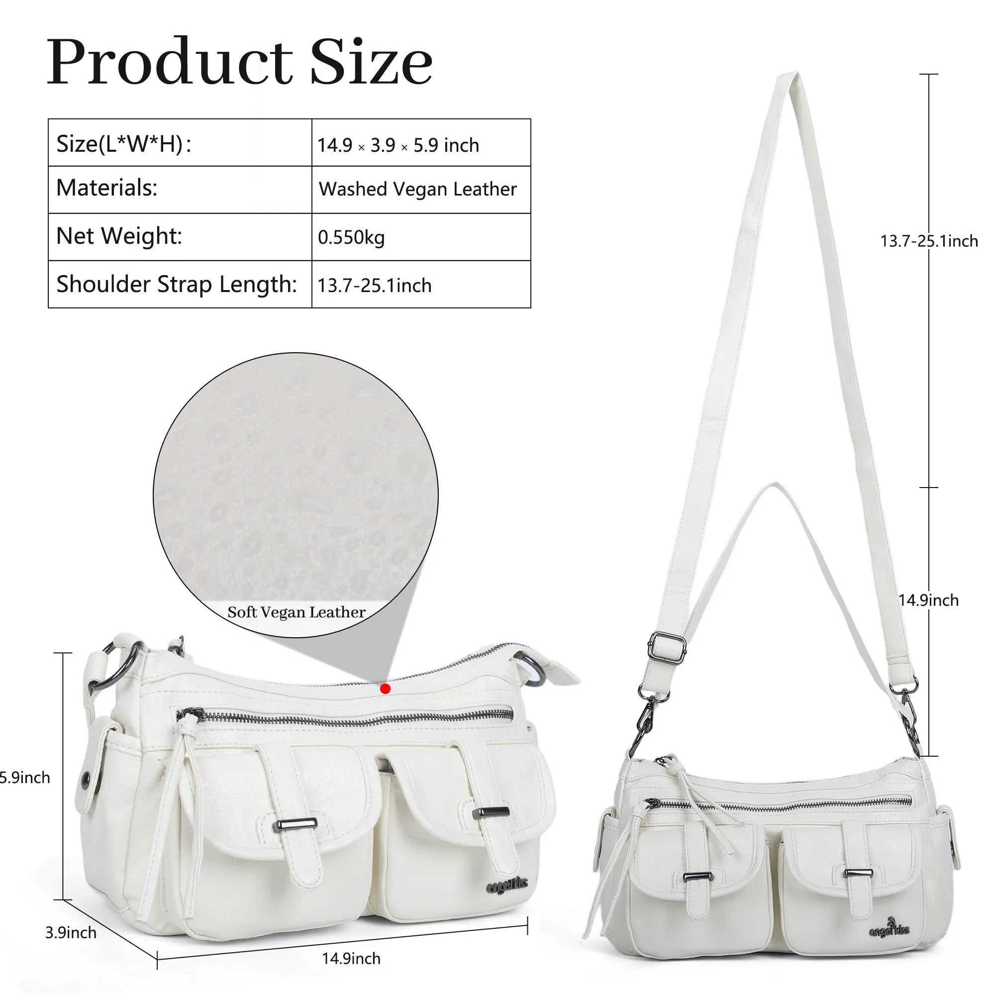 Small Shoulder Bag with Front Pockets and Chain Details