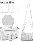 Small Shoulder Bag with Front Pockets and Chain Details