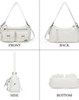 Small Shoulder Bag with Front Pockets and Chain Details