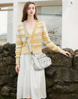 Small Shoulder Bag with Front Pockets and Chain Details