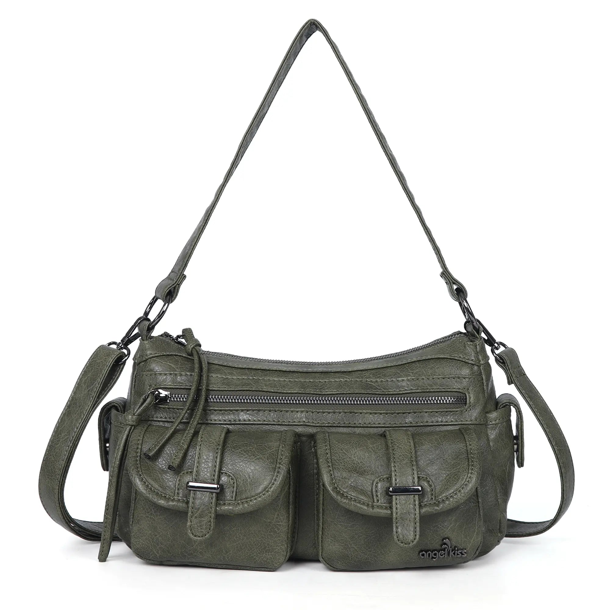 Small Shoulder Bag with Front Pockets and Chain Details