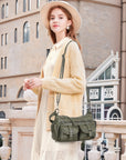 Small Shoulder Bag with Front Pockets and Chain Details