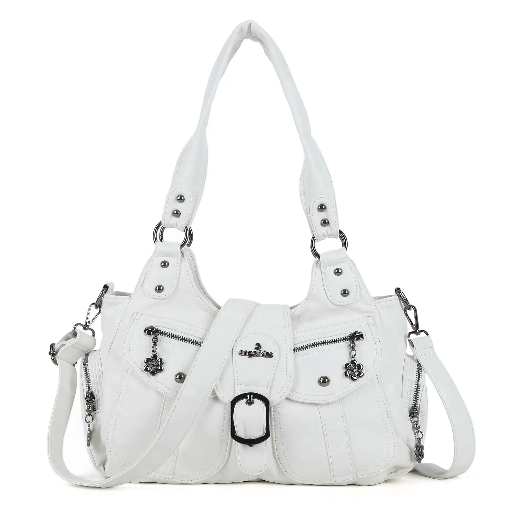 Large Braided Multi-Pocket Hobo Shoulder Bag with Crossbody Strap