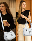 Large Braided Multi-Pocket Hobo Shoulder Bag with Crossbody Strap