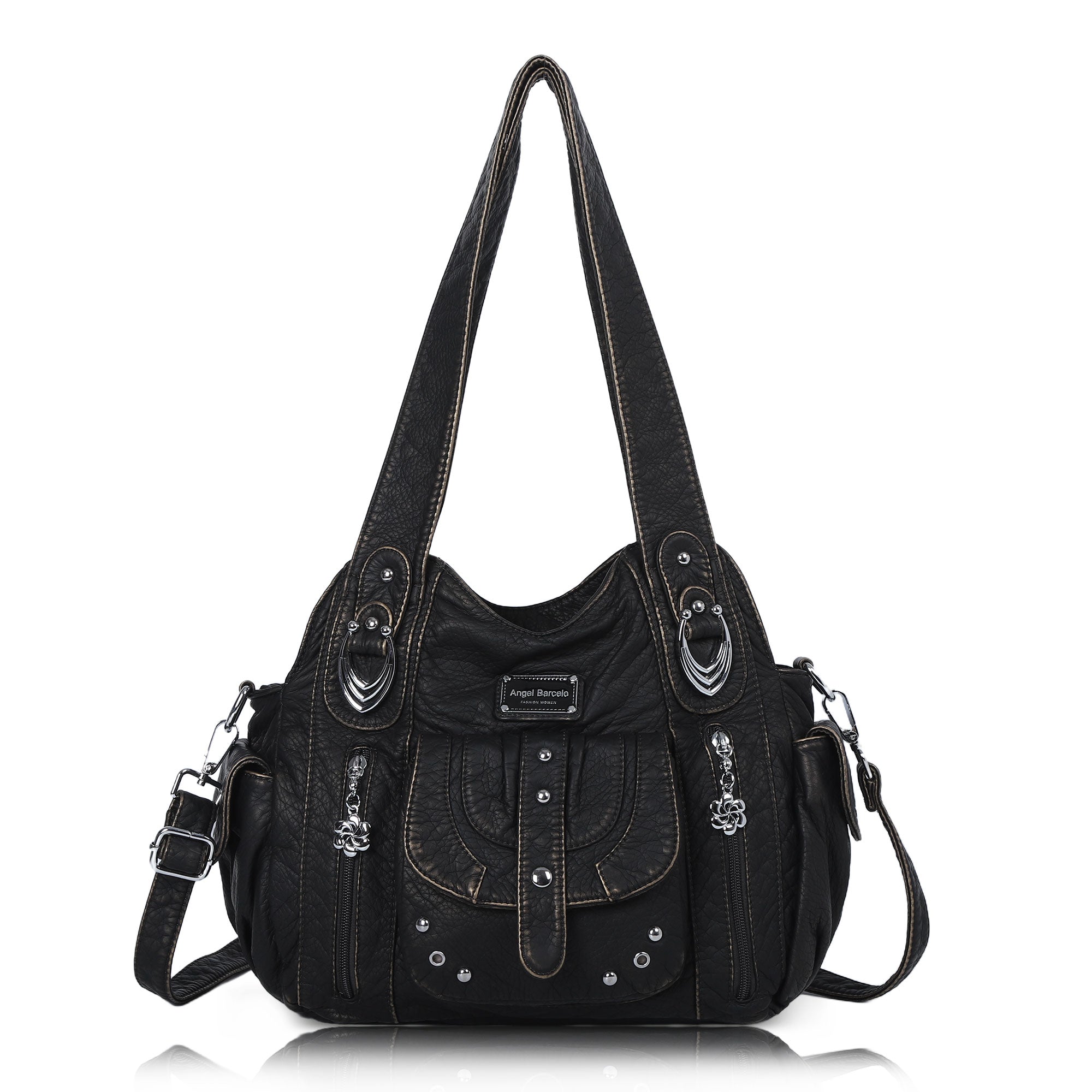Large Multi-Pocket Convertible Hobo Bag