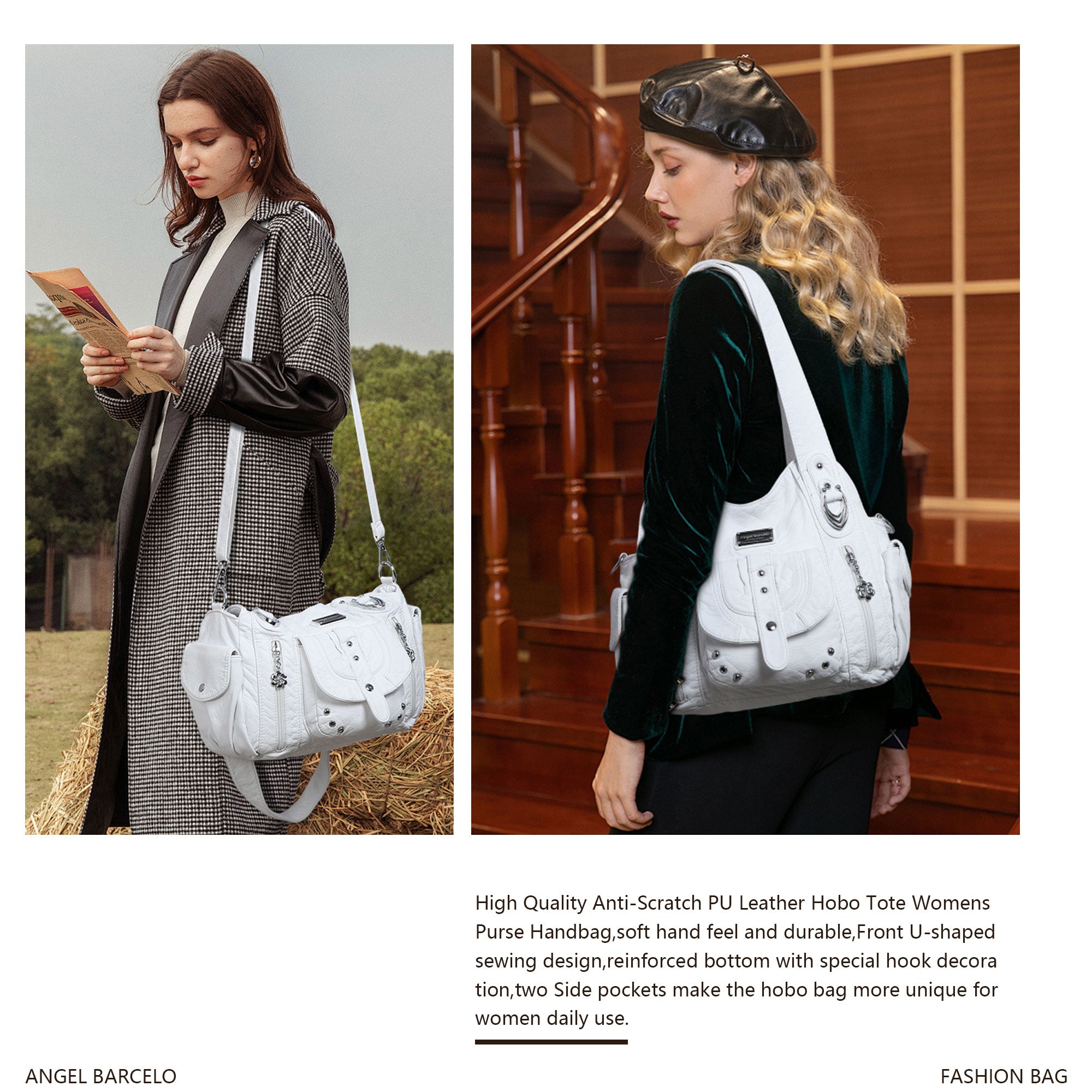 Large Multi-Pocket Convertible Hobo Bag