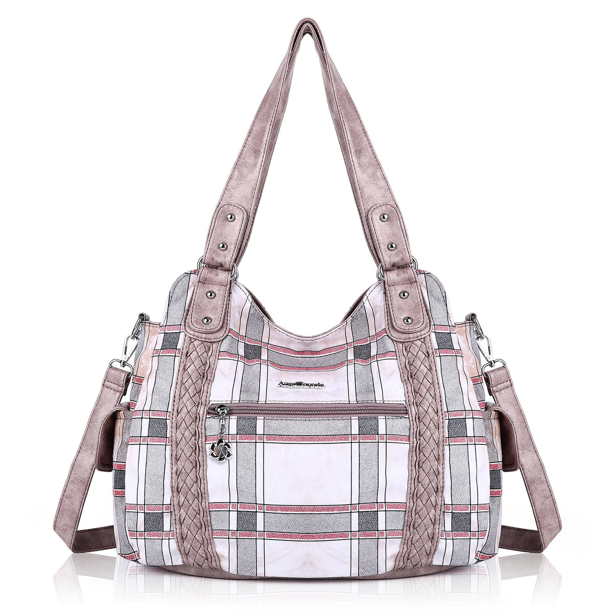 large capacity vintage plaid oil painting handbag-Angelkiss Bag
