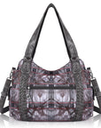 large capacity vintage plaid oil painting handbag-Angelkiss Bag