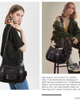 Soft PU Multi-Pocket Shoulder Purse with Crossbody Strap