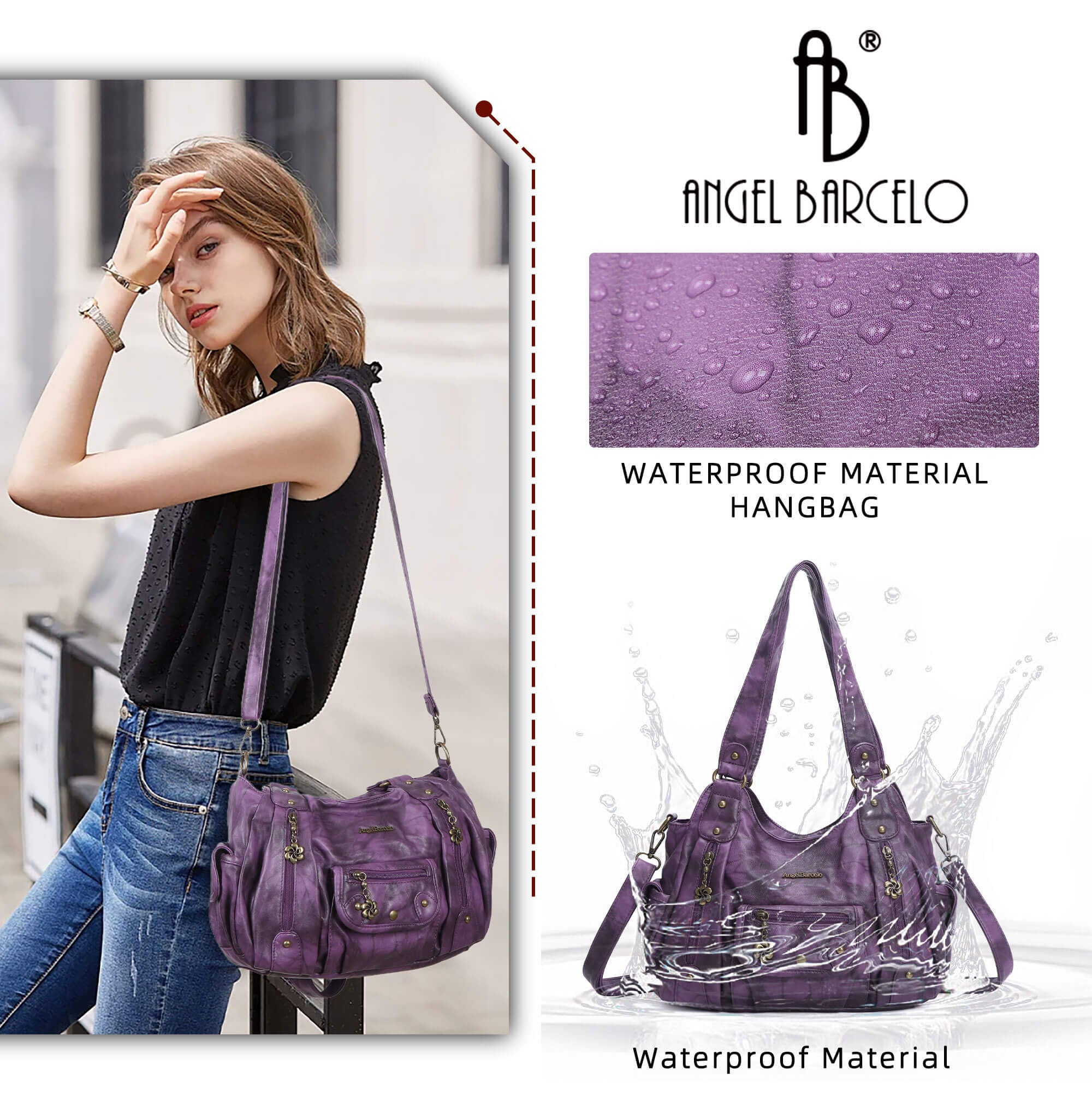 Tie-Dye Multi-Zip Hobo Shoulder Crossbody Bag