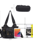 Soft PU Multi-Pocket Shoulder Purse with Crossbody Strap