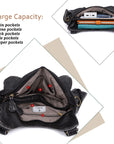 Soft PU Multi-Pocket Shoulder Purse with Crossbody Strap