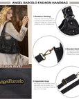 Soft PU Multi-Pocket Shoulder Purse with Crossbody Strap