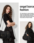 Soft PU Multi-Pocket Shoulder Purse with Crossbody Strap