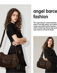 Soft PU Multi-Pocket Shoulder Purse with Crossbody Strap