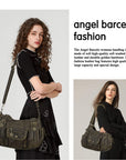Soft PU Multi-Pocket Shoulder Purse with Crossbody Strap