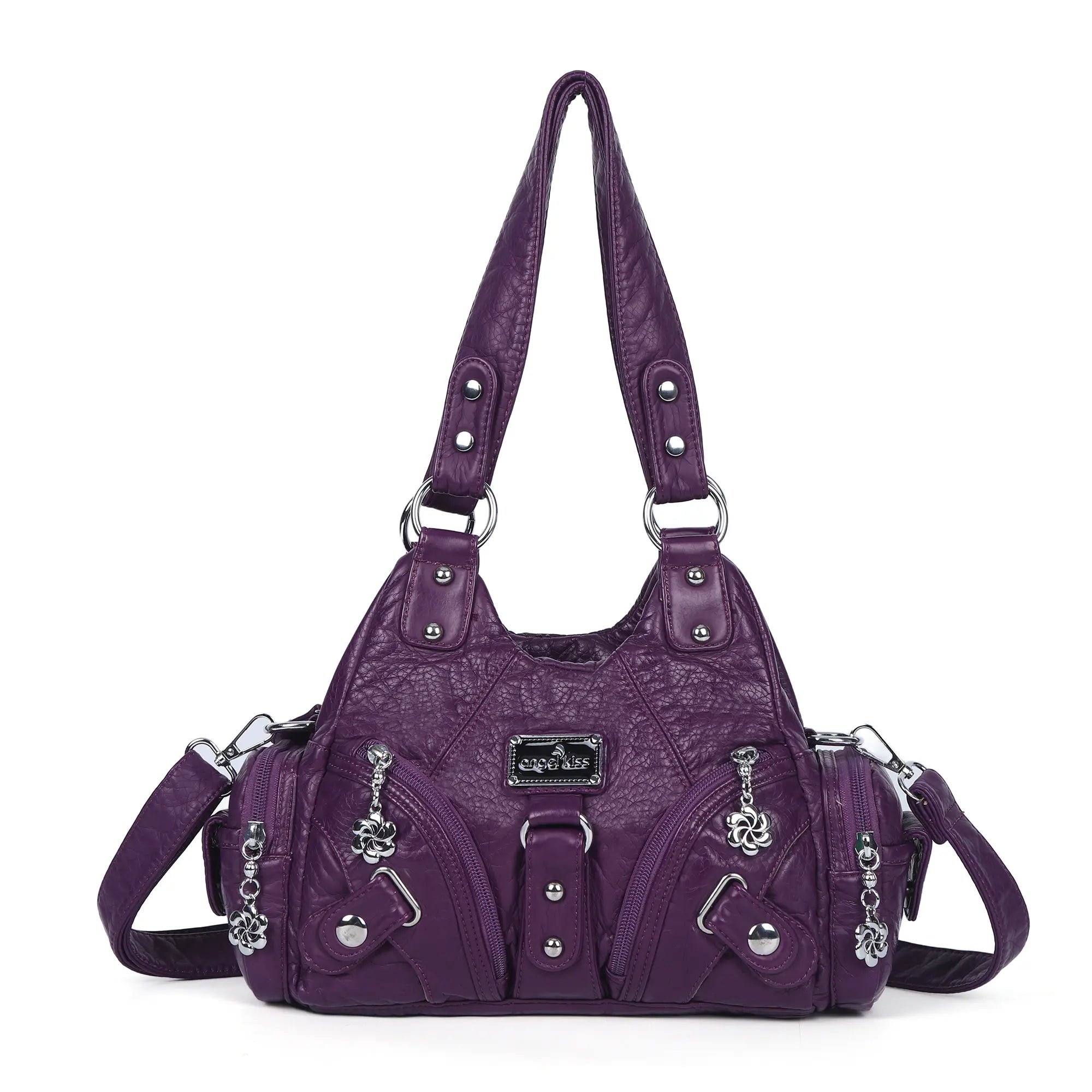 Small Everyday Shoulder Purse with Front Zip Pockets