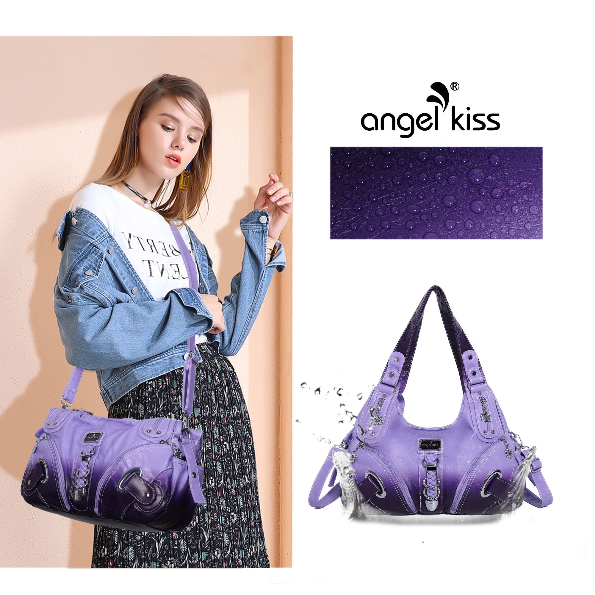 Tie-Dye Multi-Pocket Shoulder Bag with Adjustable Strap – Angel Kiss