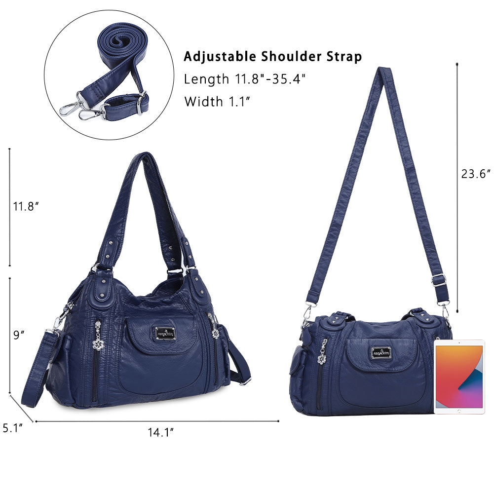 Women  handbag with High Quality Washed PU Multi Purpose tote bag-Angelkiss Bag